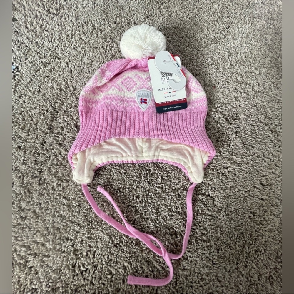Dale Of Norway Cortina Kids Hat 2-4 yrs pink candy/off white